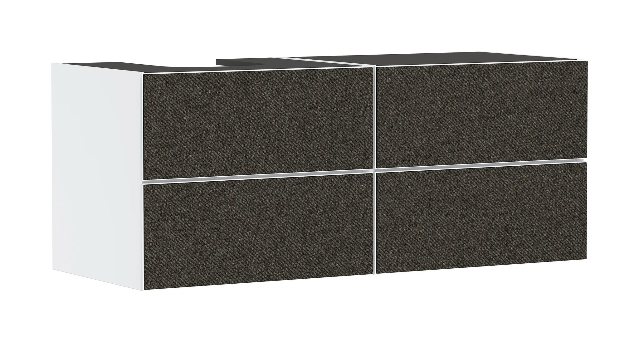 Hansgrohe Xevolos E Waschtischunterschrank Mattweiß 1370x550 mm mit 4 Schubkästen, griff- und siphonausschnittlos, SoftClose, PushOpen, vormontiert