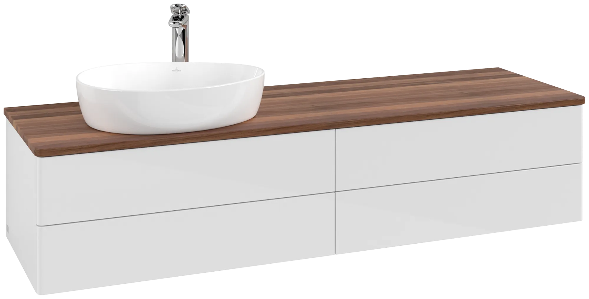 Villeroy & Boch Antao Waschbeckenunterschrank L26_5, 1600x360x500 mm, Glossy White Lacquer / Warm Walnut