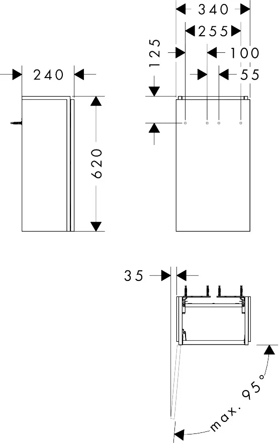 Hansgrohe Xilesa E Waschtischunterschrank, 340x240 mm, Türanschlag links, Eiche Kaschmir