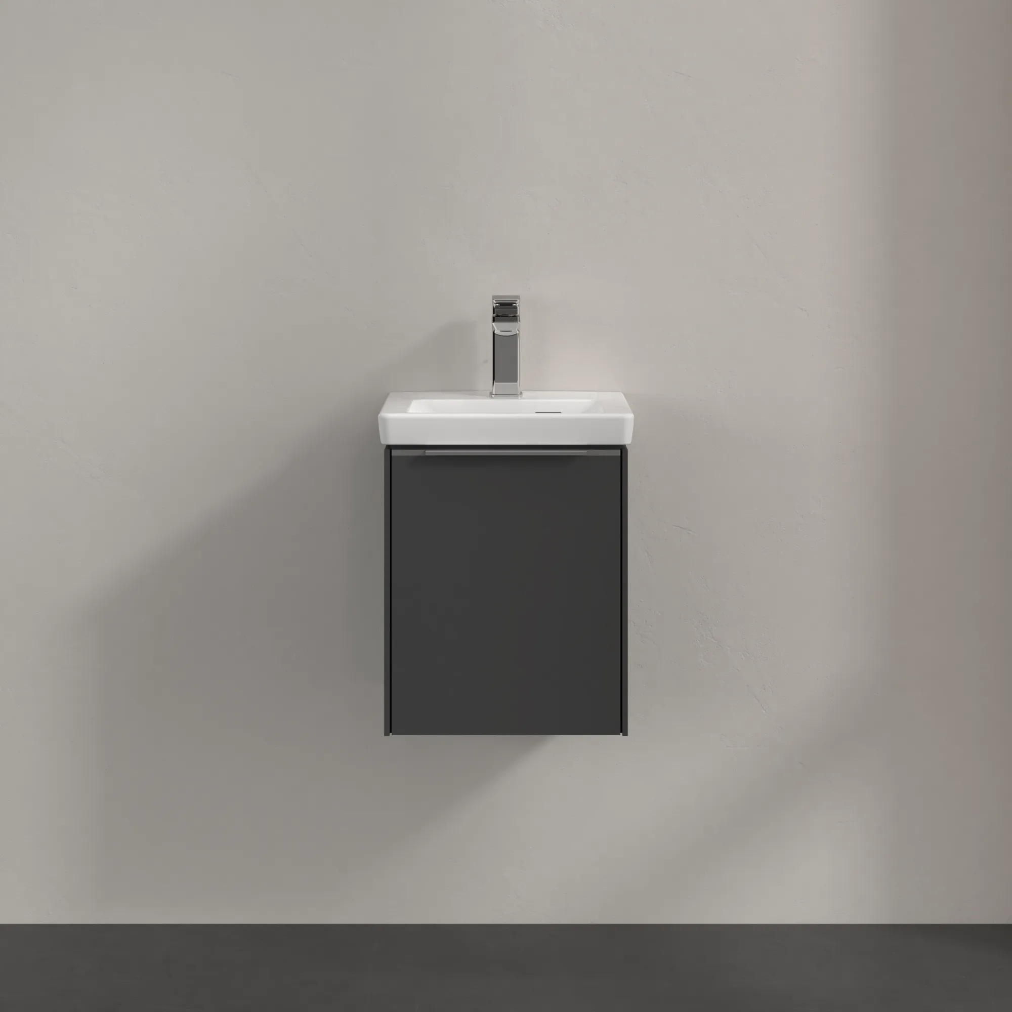Villeroy & Boch Waschtischunterschrank mit Tür „Subway 3.0“ für Schrankwaschtisch 351 × 429 × 309 mm Graphite, 1 Tür, für Becken mittig, Anschlag rechts Villeroy & Boch Waschtischunterschrank mit Tür „Subway 3.0“ für Schrankwaschtisch 351 × 429 × 309 mm Graphite, 1 Tür, für Becken mittig, Anschlag rechts