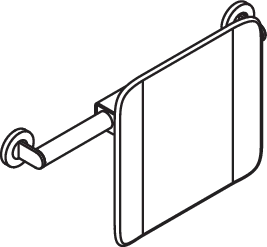 Rückenstütze des Systems 900, Anbindung aus Edelstahl, PVD, Lehne aus Kunststoff, schwarz, Achsmaß von 478 bis 578 mm bauseits verstellbar, T: 150 mm, zur Wandmontage, in Farbe CK (messing glänzend)