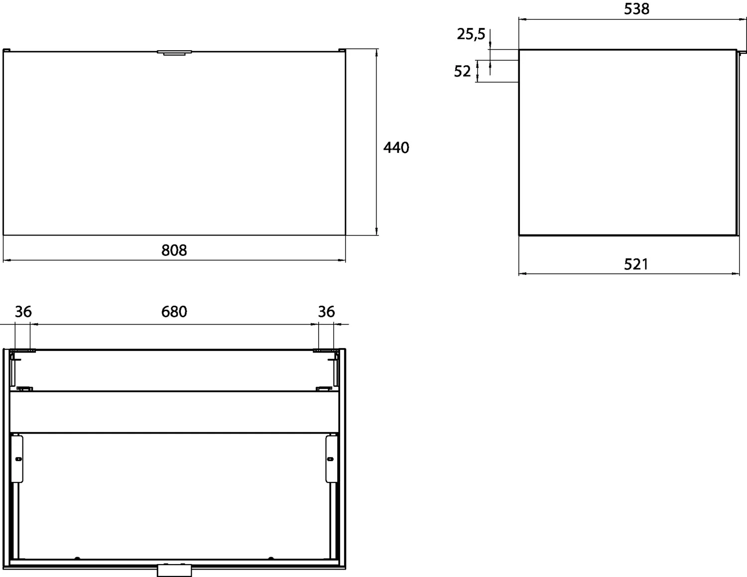 Waschtisch-Unterschrank evo 808x440x522 mm, optiwhite Waschtisch-Unterschrank evo 808x440x522 mm, optiwhite