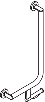 Winkelgriff mit Papierrollenhalter des Systems 900, Edelstahl, PVD, waagerechte Länge 300 mm, senkrechte Länge 600 mm, D: 32 mm, Ausführung links, in Farbe CK (messing glänzend)