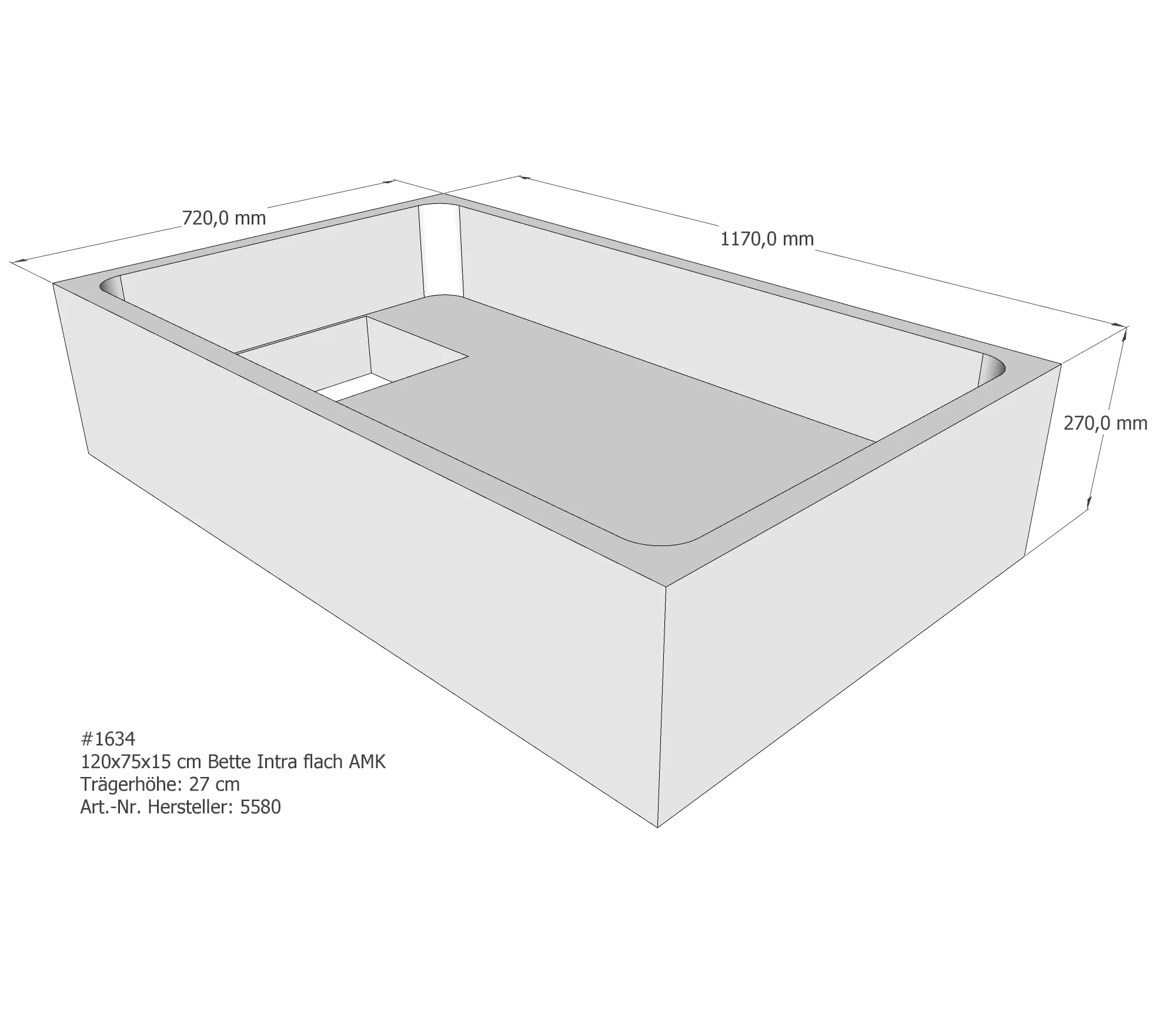 Duschwannenträger für Bette Quinta (flach/Intra) 120 × 75 × 15 cm Breite: 75 cm / Länge: 120 cm Duschwannenträger für Bette Quinta (flach/Intra) 120 × 75 × 15 cm Breite: 75 cm / Länge: 120 cm