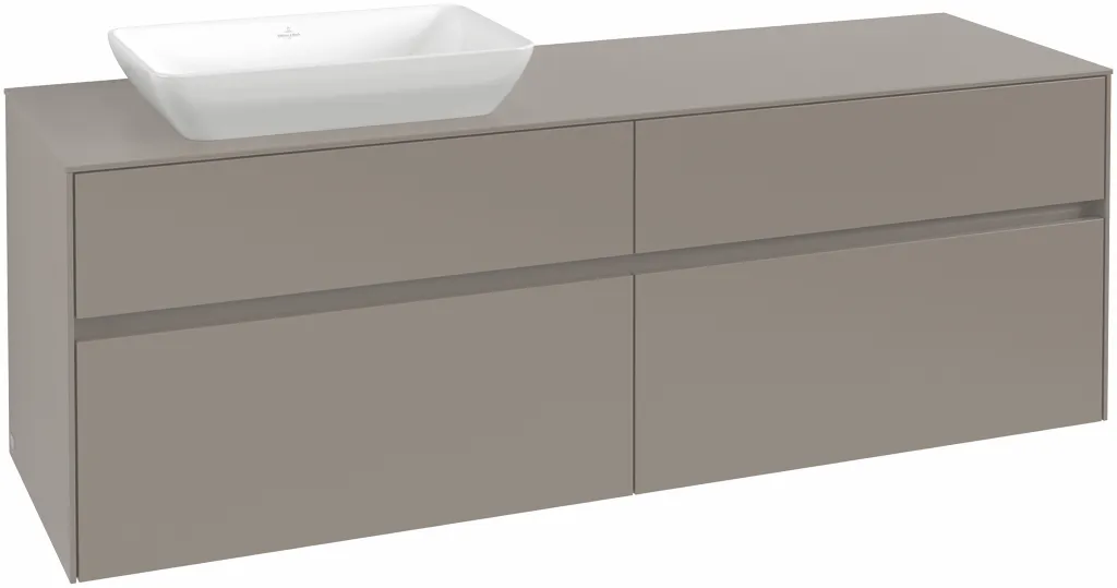 Villeroy & Boch Waschtischunterschrank „Collaro“ 1600 × 548 × 500 mm Taupe, ohne Beleuchtung, für Becken links