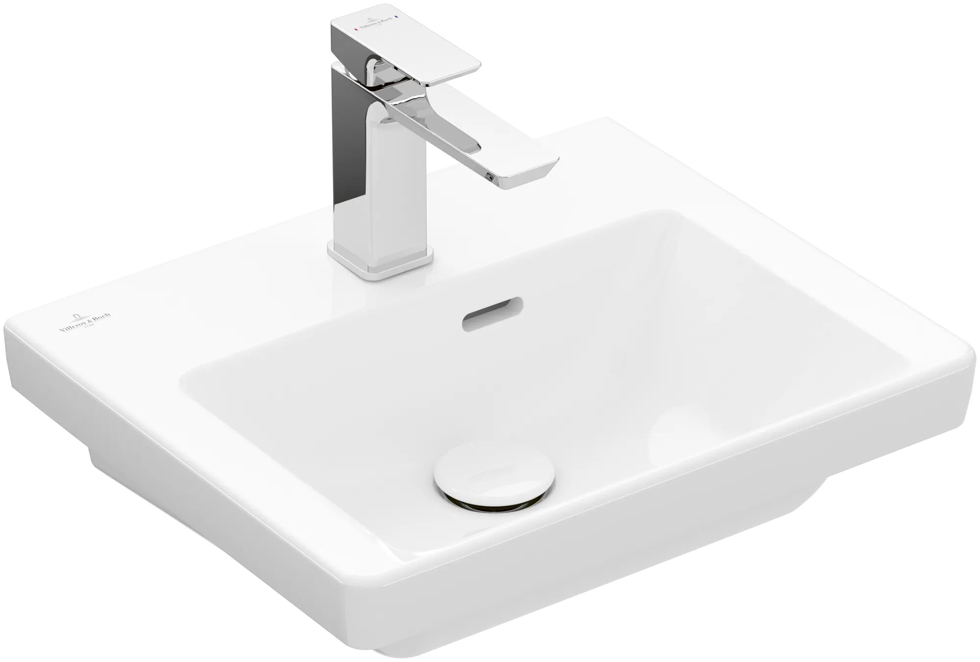 Villeroy & Boch Handwaschbecken „Subway 3.0“ 450 × 370 × 145 mm, ohne Hahnlochbohrung, Hahnlochposition mittig in Weiß Alpin Villeroy & Boch Handwaschbecken „Subway 3.0“ 450 × 370 × 145 mm, ohne Hahnlochbohrung, Hahnlochposition mittig in Weiß Alpin