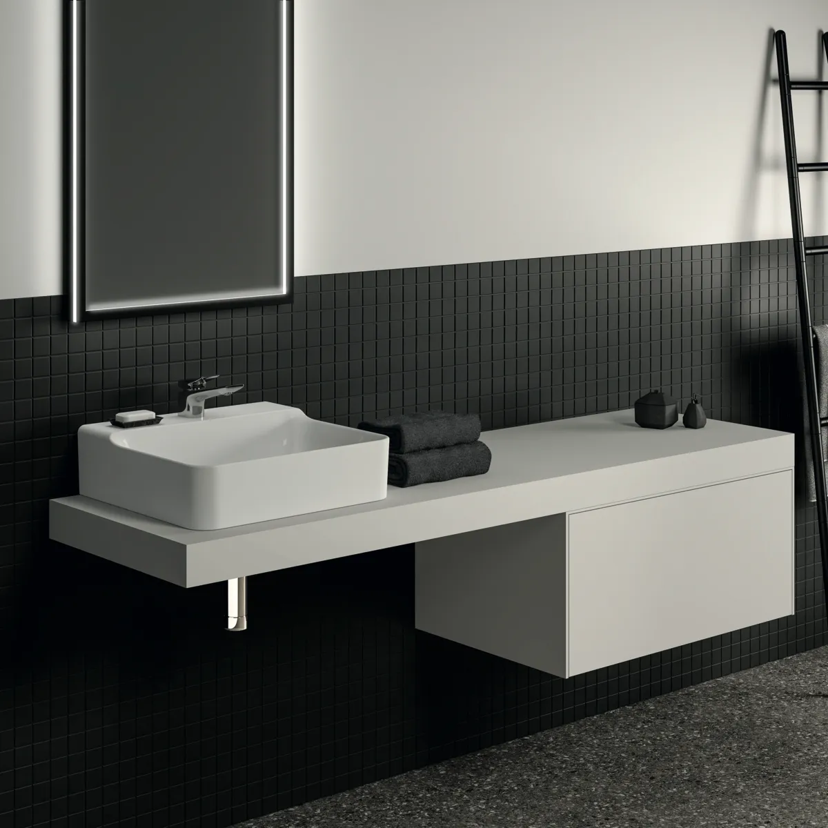 Konsole Conca, 1800x505x80mm, Weiß Konsole Conca, 1800x505x80mm, Weiß