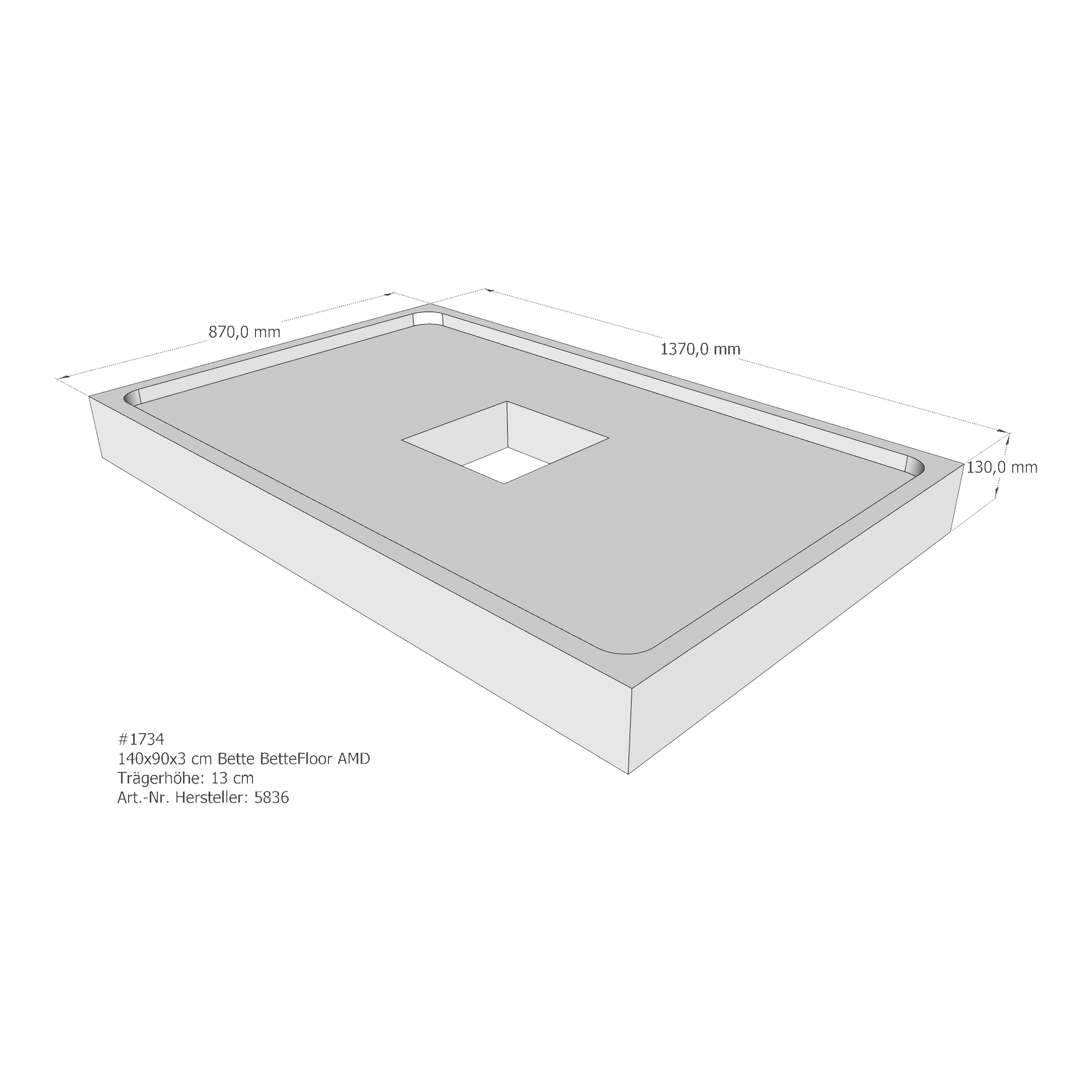 Duschwannenträger für Bette Floor 140 × 90 × 3 cm