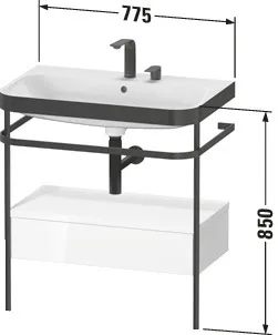 Duravit Waschtischunterschrank mit Metallkonsole „Happy D.2 Plus“ 77,5 × 85 × 49 cm Duravit Waschtischunterschrank mit Metallkonsole „Happy D.2 Plus“ 77,5 × 85 × 49 cm