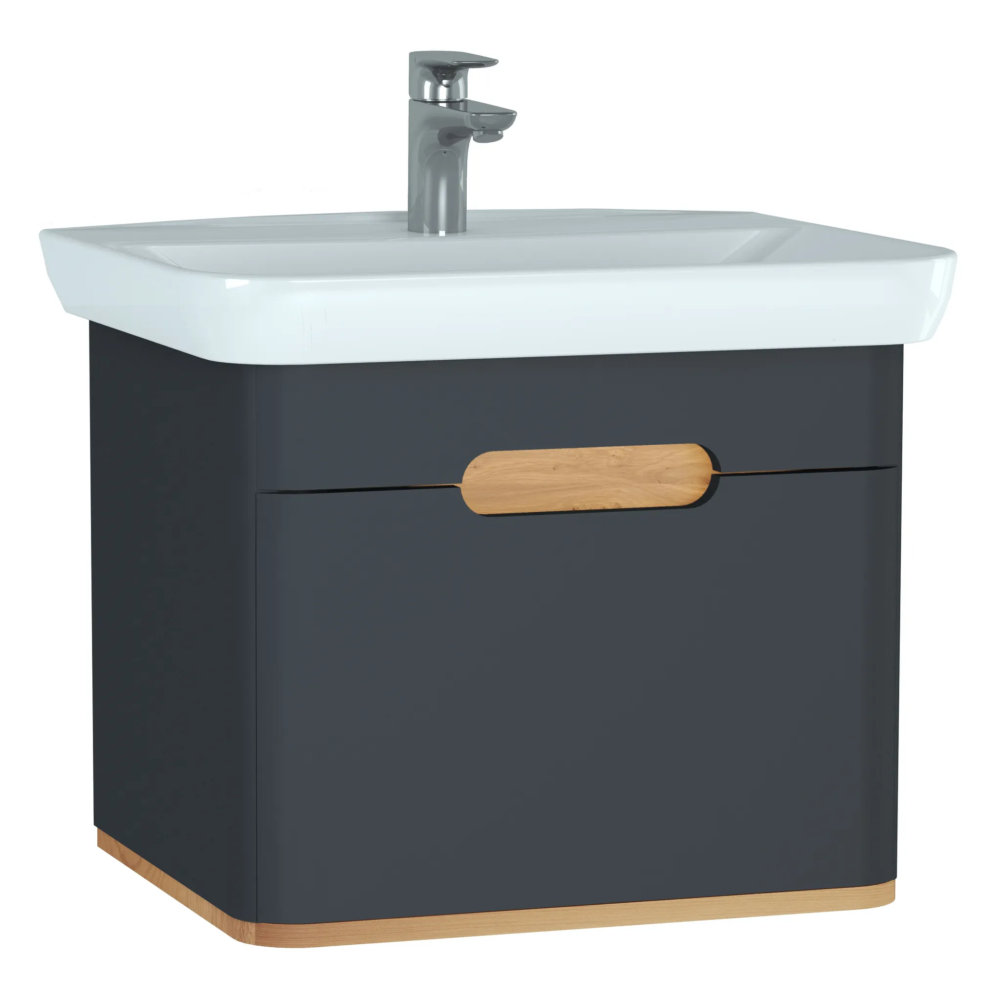 VitrA Sento Set 63 cm Waschtisch + Unterschrank 1 Vollauszug Anthrazit Matt