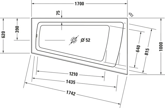 Duravit Badewanne „Paiova“ vorwand sonderform 170 × 100 cm, rechts