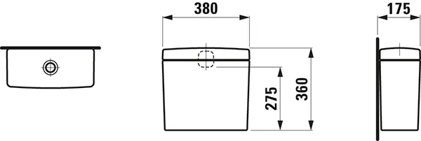 Spülkasten PRO 175x380x360 Wasseranschluss hinten weiß Spülkasten PRO 175x380x360 Wasseranschluss hinten weiß
