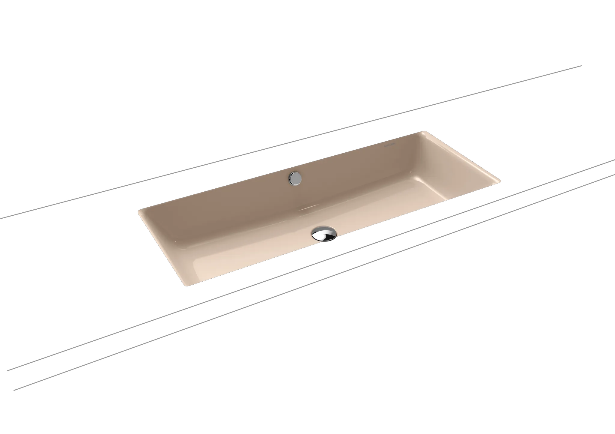 Unterbauwaschtisch „Puro“ 90 × 38,5 cm, mit Überlauf, ohne Hahnlochbohrung in bahamabeige mit Perl-Effekt