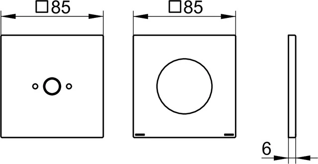 Rosetten-Set 51116, verchromt, eckig / 85 mm Rosetten-Set 51116, verchromt, eckig / 85 mm