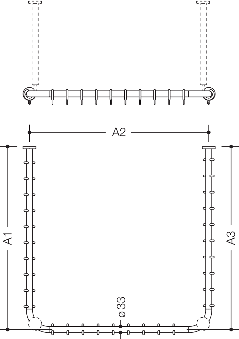 HEWI Duschvorhangstange „Serie 801“