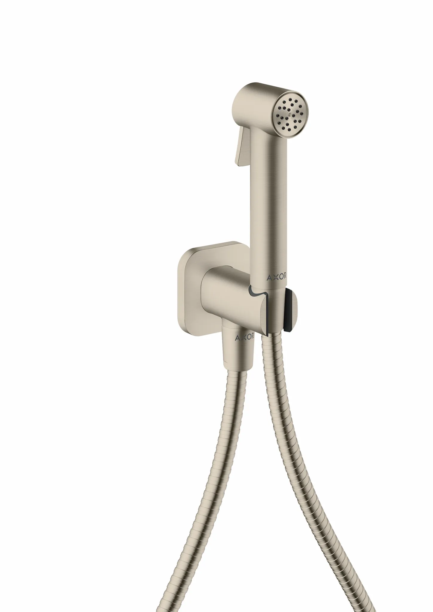 Hansgrohe AXOR Bidette Showers Handbrause 1-Jet softsquare für Kaltwasser, Brushed Nickel, Brauseschlauch 1.250 mm Hansgrohe AXOR Bidette Showers Handbrause 1-Jet softsquare für Kaltwasser, Brushed Nickel, Brauseschlauch 1.250 mm