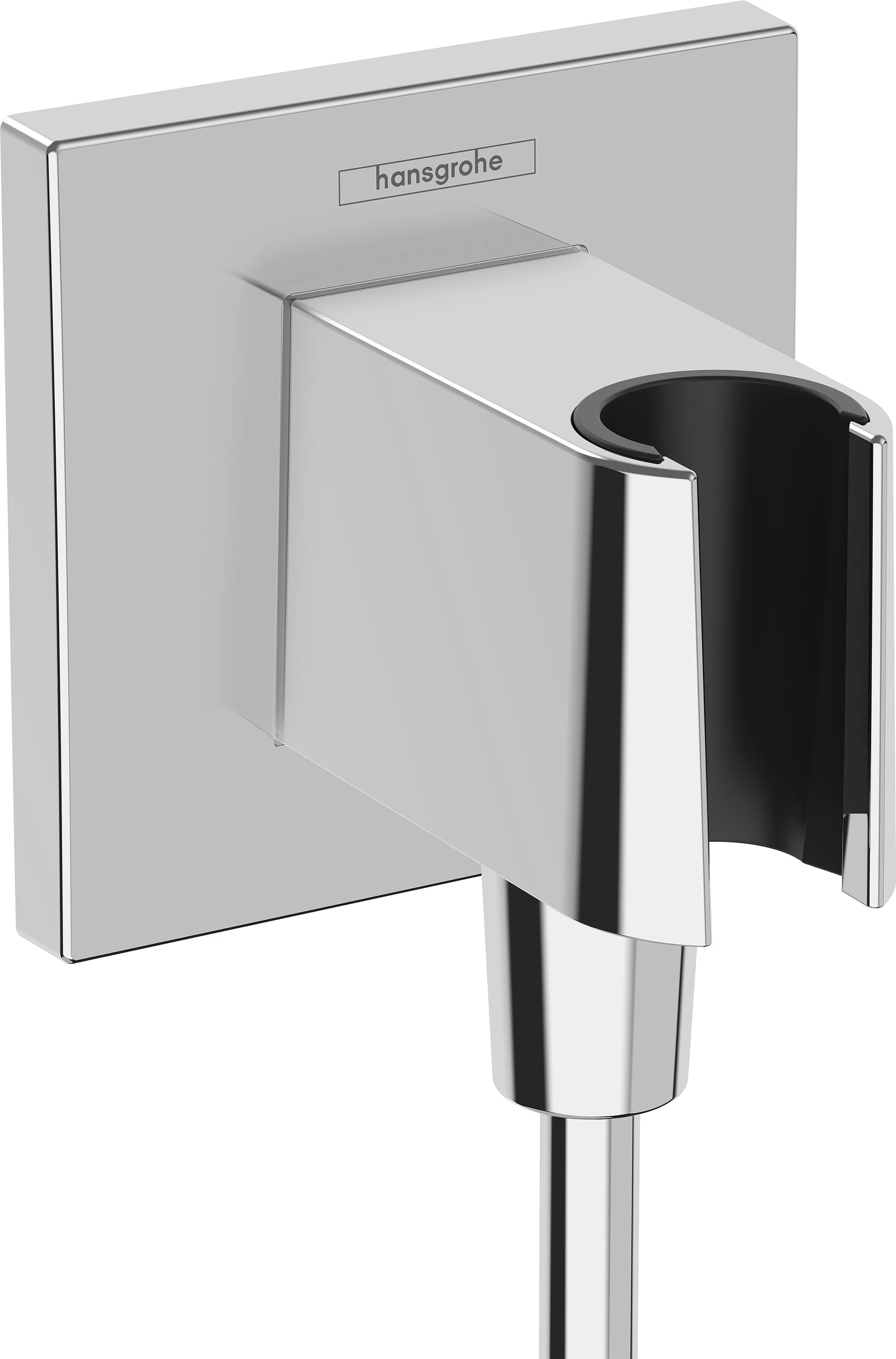 Hansgrohe FixFit E Brausehalter Porter KS chrom für Handbrausen, Wandanschluss mit Rosette, fester Halteposition, Rückflussverhinderer, Anschluss G 1/2