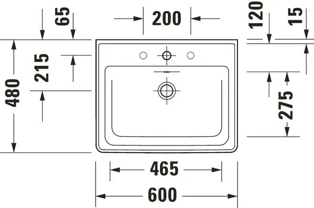 Wandwaschtisch „D-Neo“, mit Überlauf, Hahnlochposition mittig Wandwaschtisch „D-Neo“, mit Überlauf, Hahnlochposition mittig