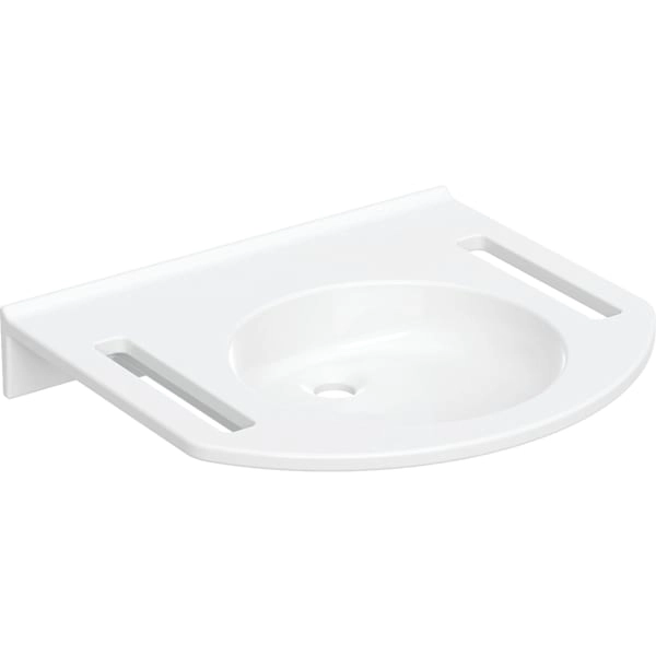 Publica Waschtisch rundes Design, mit Ausschnitten, barrierefrei: B=60cm, T=55cm, Hahnloch=ohne, Überlauf=ohne, weiß-alpin Publica Waschtisch rundes Design, mit Ausschnitten, barrierefrei: B=60cm, T=55cm, Hahnloch=ohne, Überlauf=ohne, weiß-alpin
