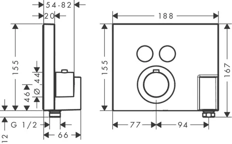 Thermostat UP Axor ShowerSelect FS 2 Verbr.quadr.chr.mit Fixfit u.Porter Thermostat UP Axor ShowerSelect FS 2 Verbr.quadr.chr.mit Fixfit u.Porter