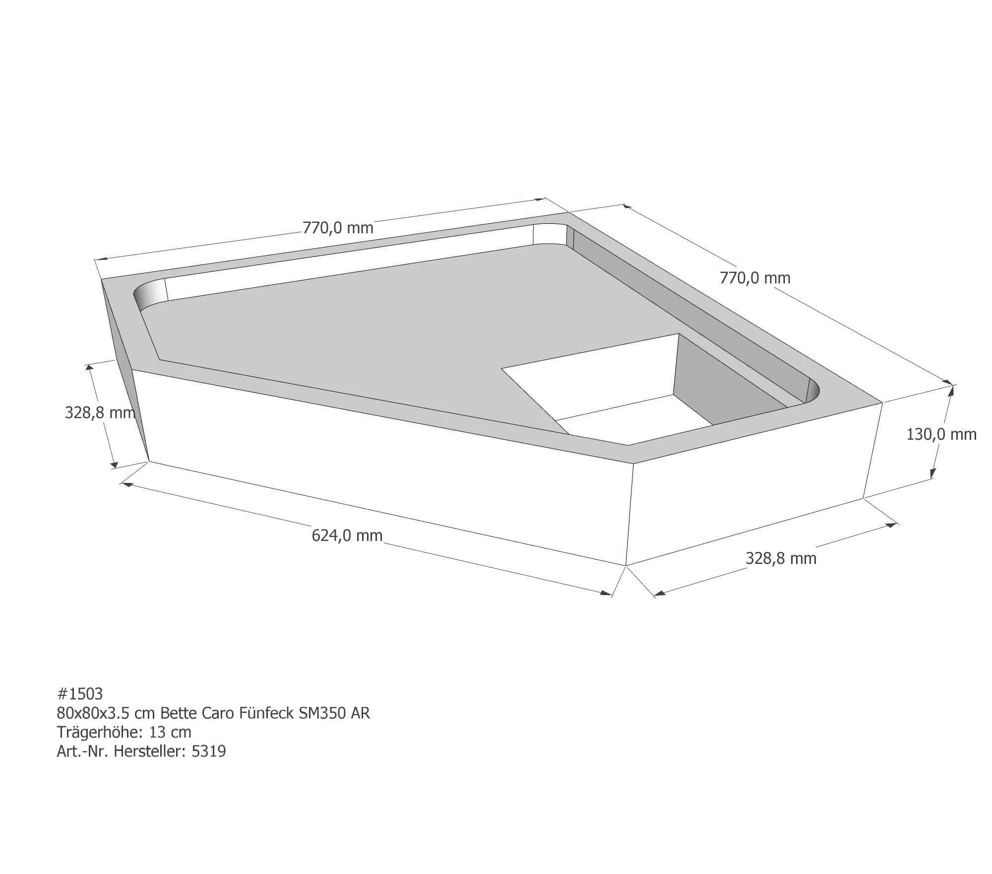 Duschwannenträger für Bette Caro 80 × 80 × 3,5 cm Breite: 80 cm / Länge: 80 cm Duschwannenträger für Bette Caro 80 × 80 × 3,5 cm Breite: 80 cm / Länge: 80 cm