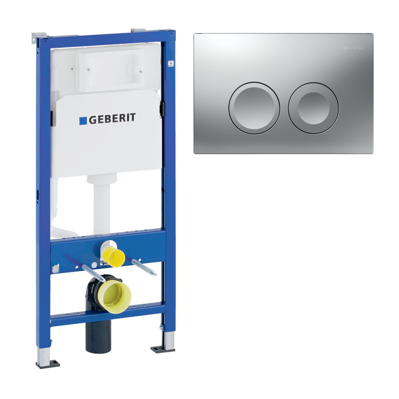 Set-Vorwand-/Einbauelement für Toilette Geberit Element mit Geberit Delta25 in mattchrom „DuofixBasic“ in Set-Vorwand-/Einbauelement für Toilette Geberit Element mit Geberit Delta25 in mattchrom „DuofixBasic“ in