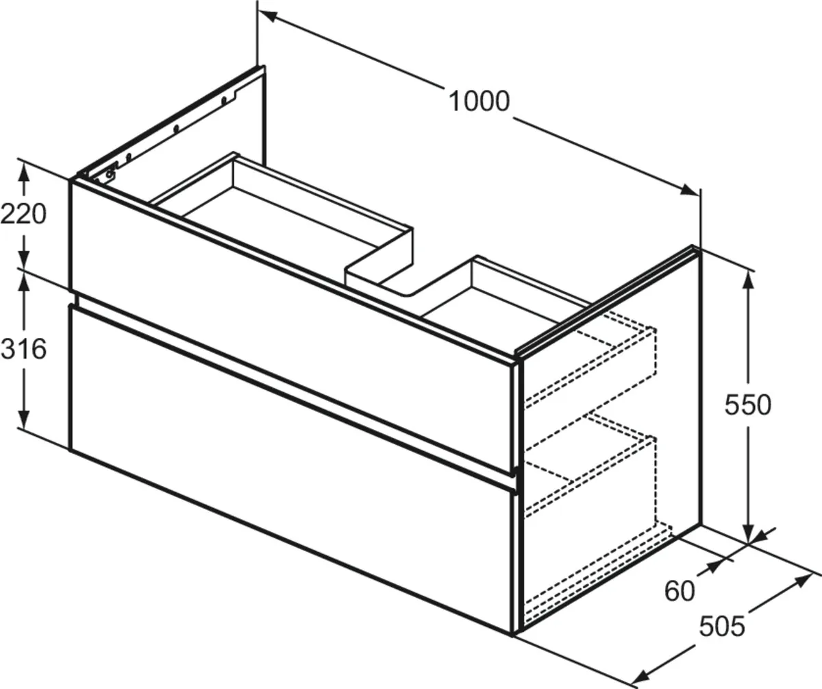 Ideal Standard Waschtischunterschrank „Finesse“ 100 × 55 × 50,5 cm Greige matt