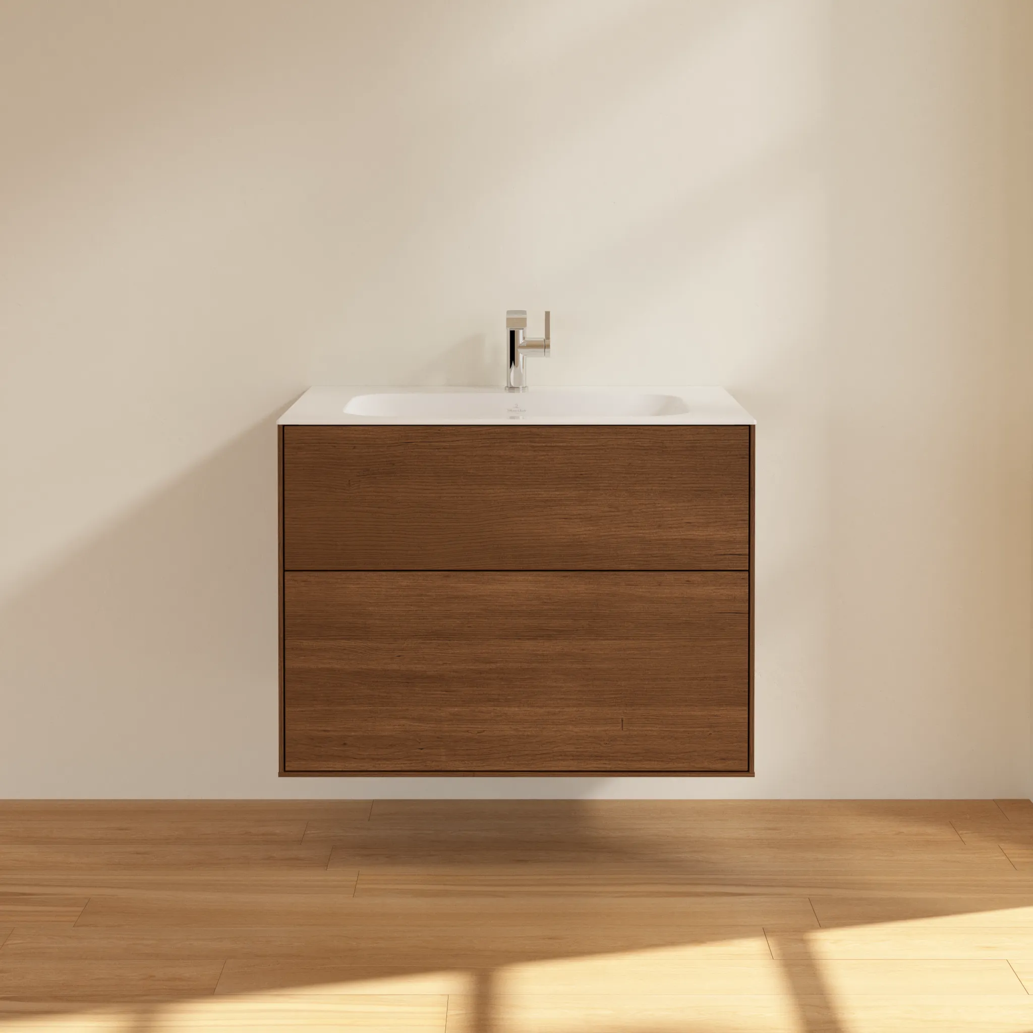 Villeroy & Boch Waschtischunterschrank „Finion“ für Schrankwaschtisch 796 × 591 × 498 mm Walnut Veneer, für Becken mittig