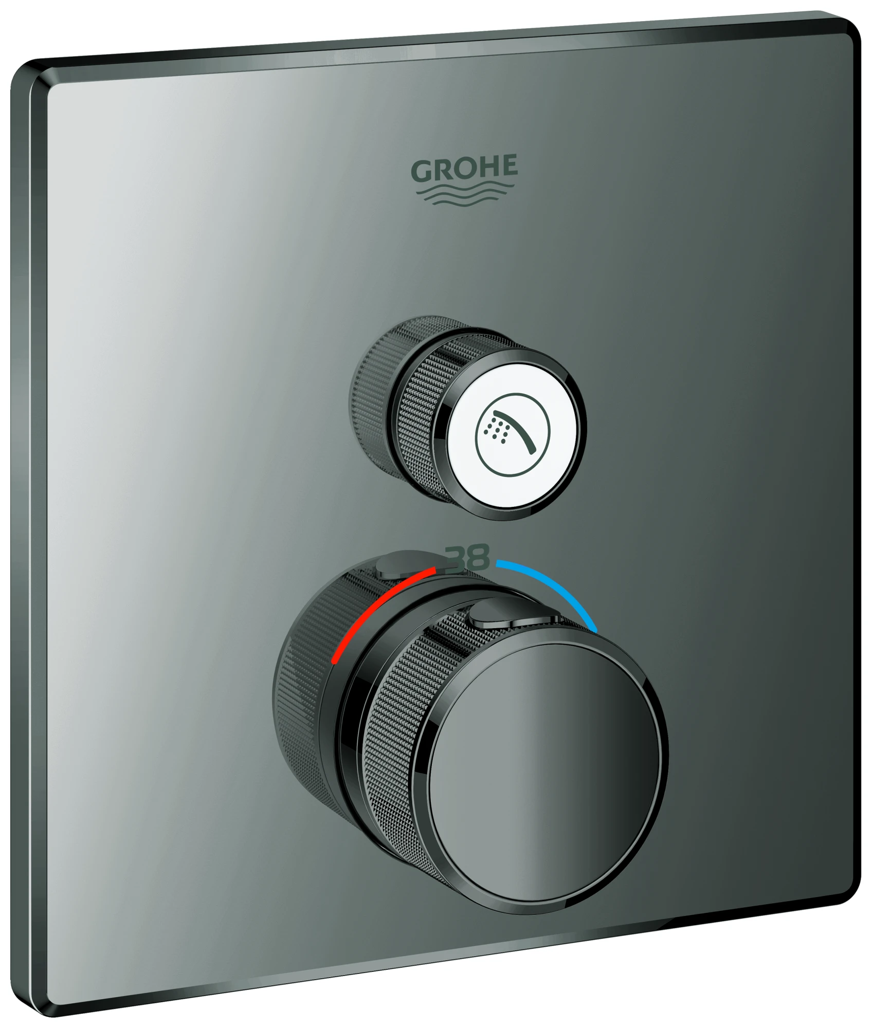 Thermostat Grohtherm SmartControl 29123, mit einem Absperrventil, Fertigmontageset für Rapido SmartBox, Wandrosette eckig, chrom