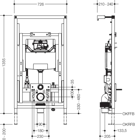 HEWI Höhenverstellung S 50 - Elektrisch höhenverstellbares WC-Vorwandelement mit sensorgesteuerter Spülauslösung, stufenlos um 150 mm verstellbar (Sitzhöhe ca. 425-575 mm), Bodenablauf, Abmessungen: B 726 mm, H 1355-1505 mm, T 210-240 mm HEWI Höhenverstellung S 50 - Elektrisch höhenverstellbares WC-Vorwandelement mit sensorgesteuerter Spülauslösung, stufenlos um 150 mm verstellbar (Sitzhöhe ca. 425-575 mm), Bodenablauf, Abmessungen: B 726 mm, H 1355-1505 mm, T 210-240 mm