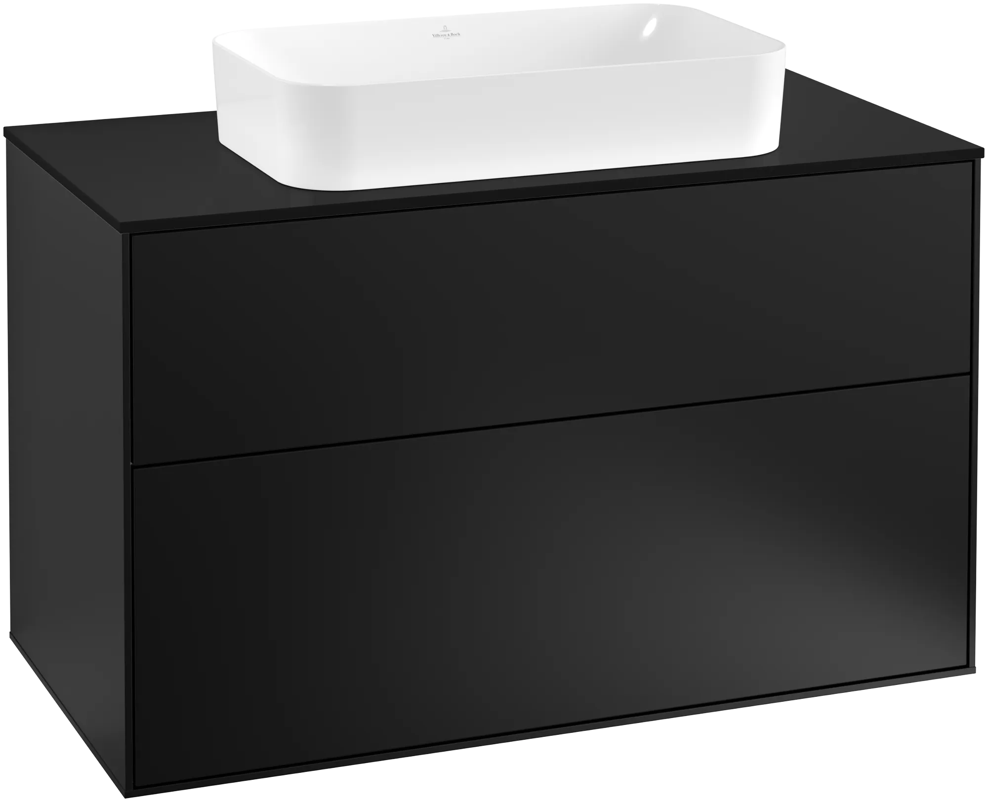 Villeroy & Boch Finion Waschbeckenunterschrank F23, 1000 x 603 x 501 mm, Black Matt Lacquer / Glass Black Matt