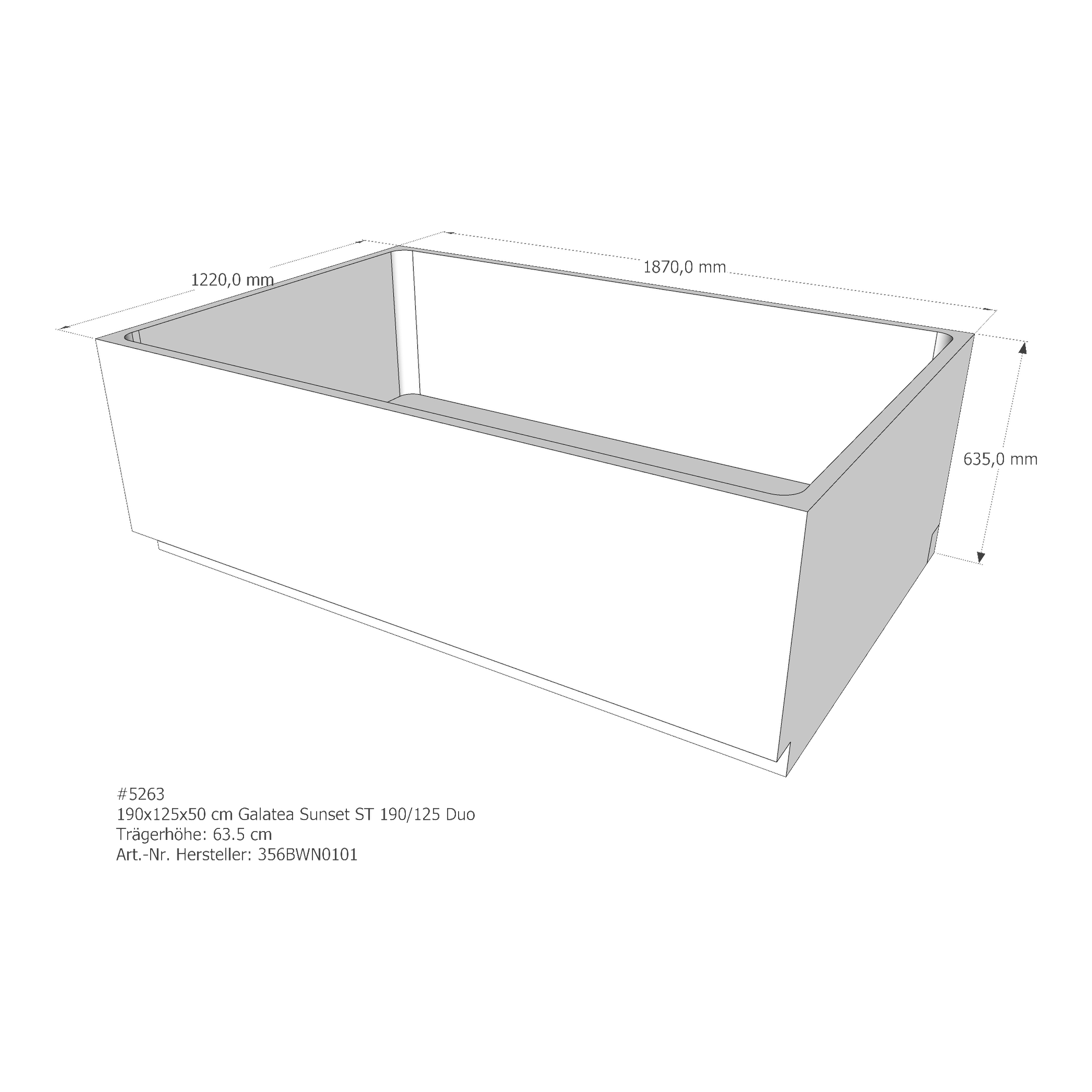 Badewannenträger für Galatea ~Sunset ST 190/125 Duo 190 × 125 × 50 cm Badewannenträger für Galatea ~Sunset ST 190/125 Duo 190 × 125 × 50 cm