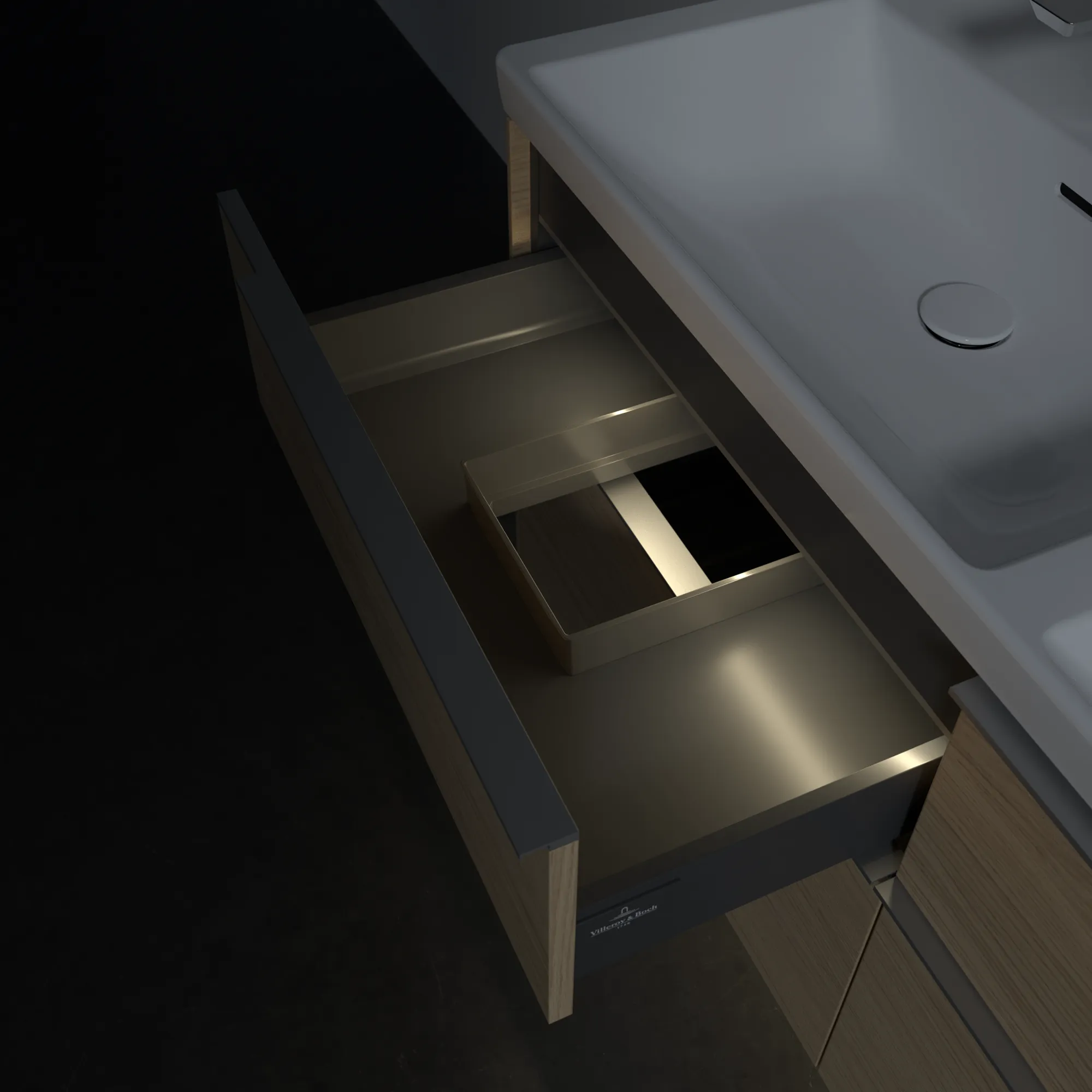 Villeroy & Boch Waschtischunterschrank „Subway 3.0“ für Schrank-Doppelwaschtisch 1272 × 576 × 478 mm Nordic Oak, für links und rechts