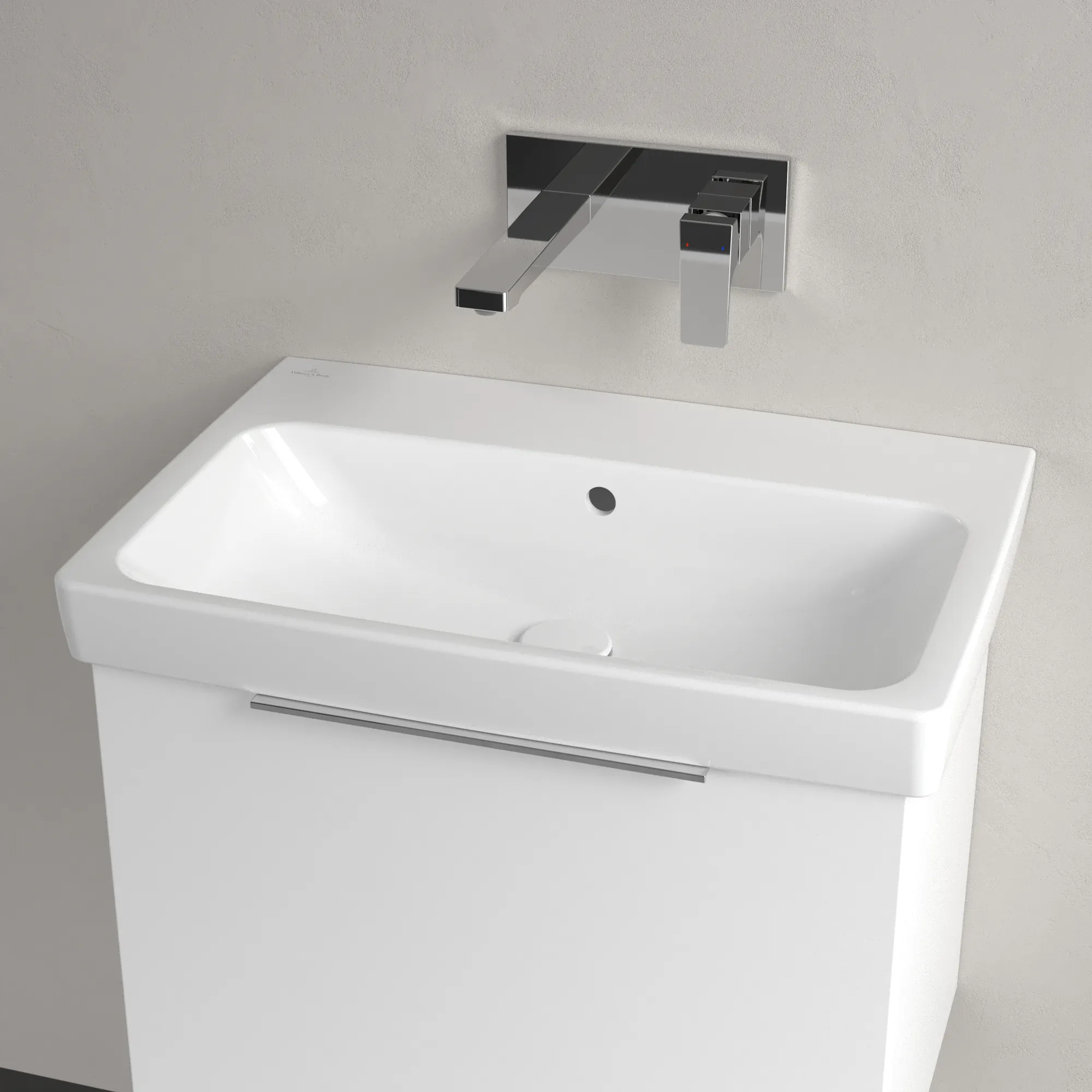 Villeroy & Boch Waschbecken „Architectura“ 650 × 445 × 165 mm, ohne Hahnlochbohrung, für Becken mittig in Weiß Alpin Villeroy & Boch Waschbecken „Architectura“ 650 × 445 × 165 mm, ohne Hahnlochbohrung, für Becken mittig in Weiß Alpin
