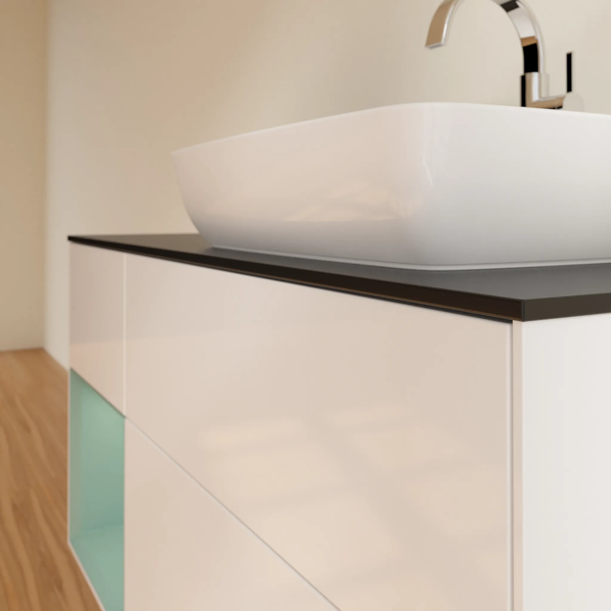Villeroy & Boch Waschtischunterschrank „Finion“ für Schrankwaschtisch 1200 × 603 × 501 mm Glossy White Lacquer, für Becken rechts