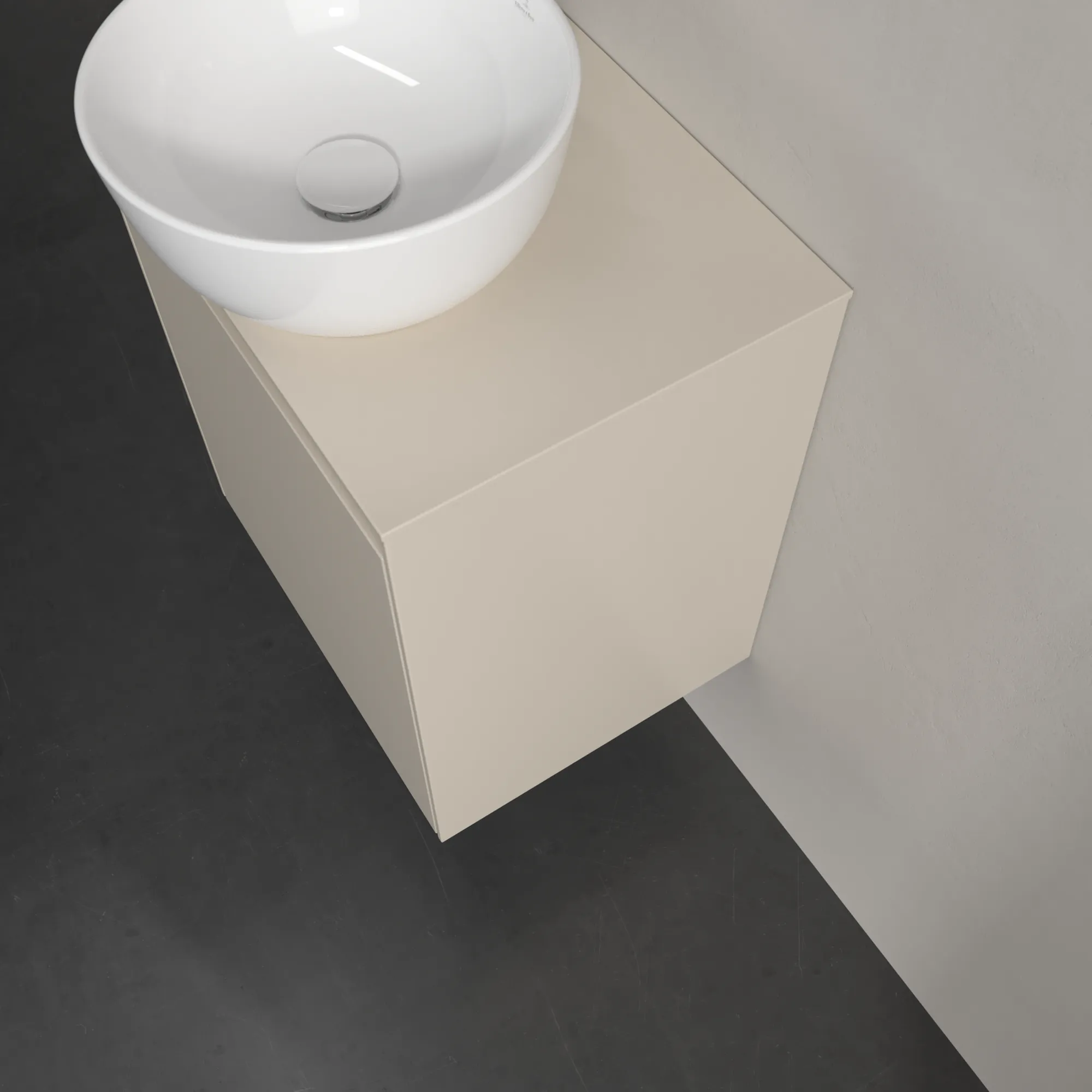 Villeroy & Boch Waschtischunterschrank „Collaro“ 500 × 548 × 380 mm Cashmere Grey, für Becken mittig, Anschlag rechts, mit Beleuchtung