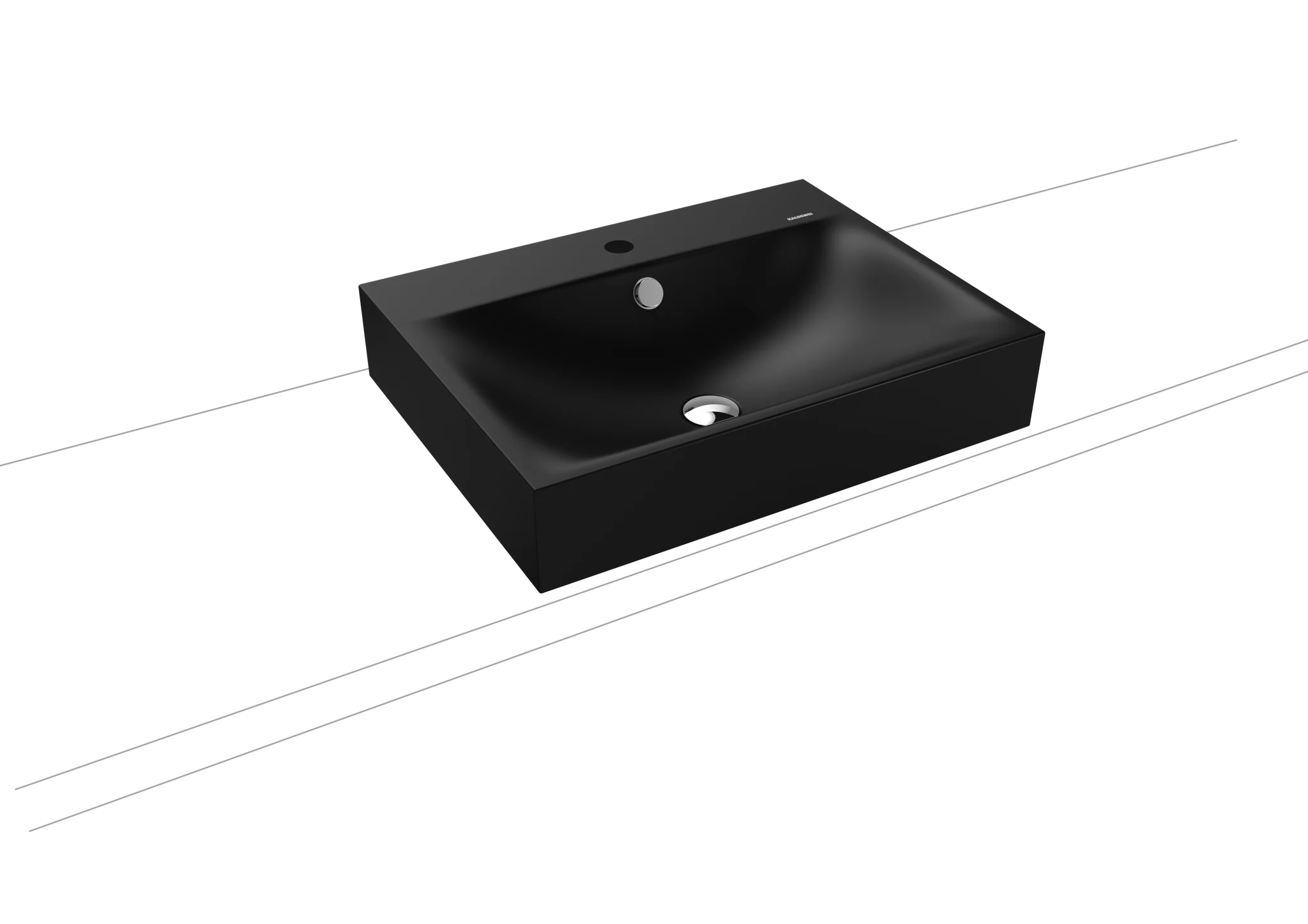 Kaldewei SILENIO Aufsatzwaschtisch, 600x460 mm, Randhöhe 120 mm, cool grey 90, Perl-Effekt, Antidröhn, 3er Hahnlochbohrung, mit Überlauf, Sichtteile