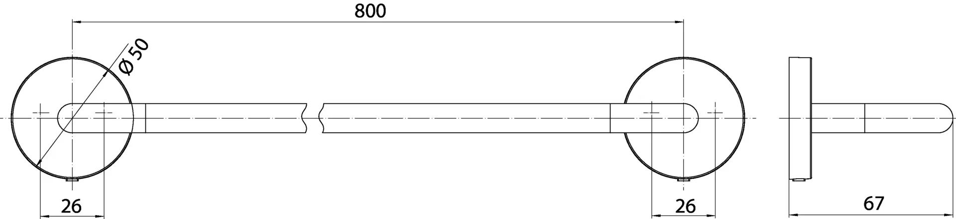round Badetuchhalter 800 mm, schwarz round Badetuchhalter 800 mm, schwarz