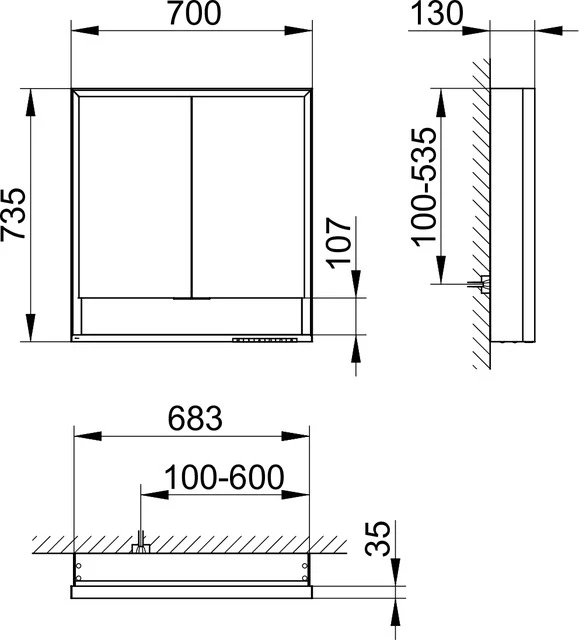KEUCO Spiegelschrank „Royal Lumos“ 70 × 73,5 × 13 cm