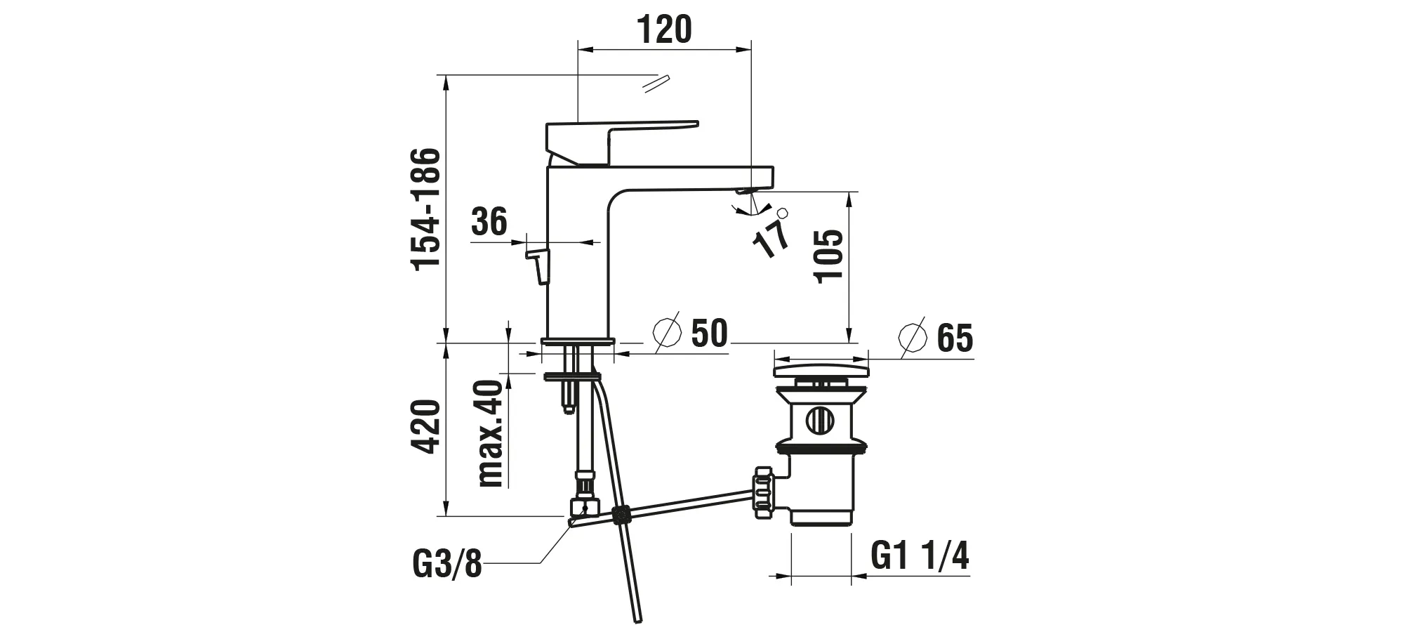 Einhebel-Waschtischmischer NEJA Festauslauf Ausladung 120 mm mit Ablaufventil chrom Einhebel-Waschtischmischer NEJA Festauslauf Ausladung 120 mm mit Ablaufventil chrom