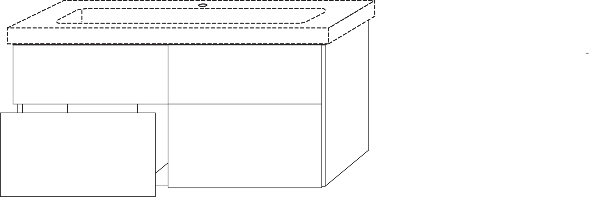Sanipa Waschtischunterschrank „3way“ 1250 × 593 × 447 mm in Eiche Nebraska, Becken mittig