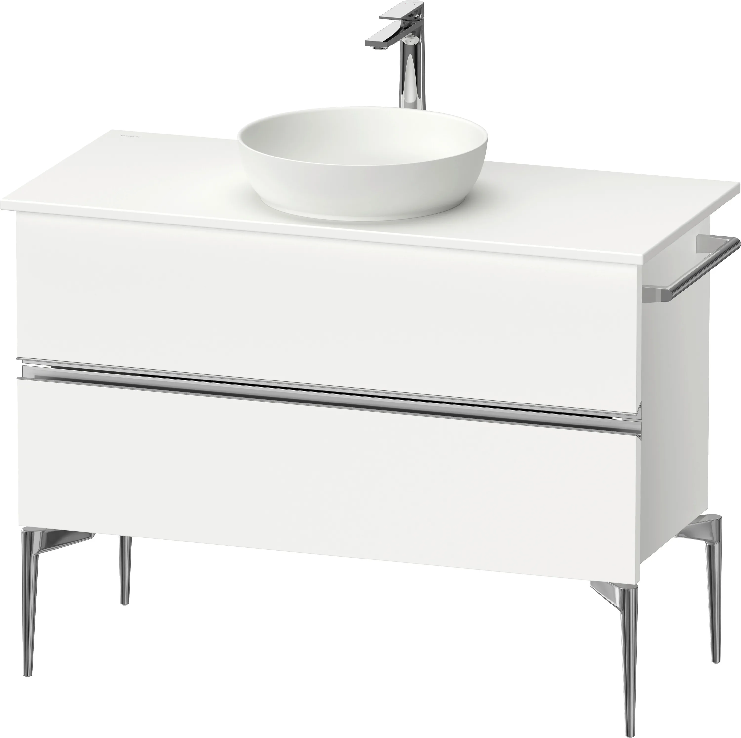 Duravit Waschtischunterschrank „Sivida“ 104,5 × 54,8 × 47,5 cm Weiß Matt Front- & Korpusfarbe: Weiß Matt / Grifffarbe: Chrom / Größe: 104,5 × 47,5 × 54,8 cm Duravit Waschtischunterschrank „Sivida“ 104,5 × 54,8 × 47,5 cm Weiß Matt Front- & Korpusfarbe: Weiß Matt / Grifffarbe: Chrom / Größe: 104,5 × 47,5 × 54,8 cm