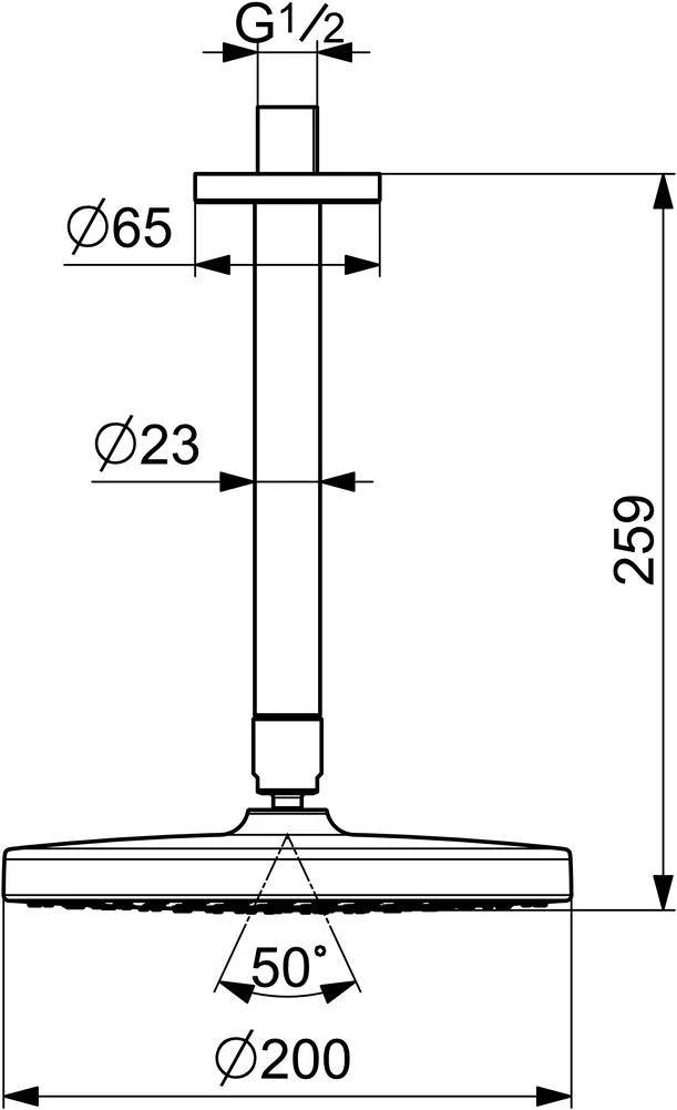 HansaBASICJET Kopfbrause HansaBASICJET 4437 1-strahlig DN 15 Chrom