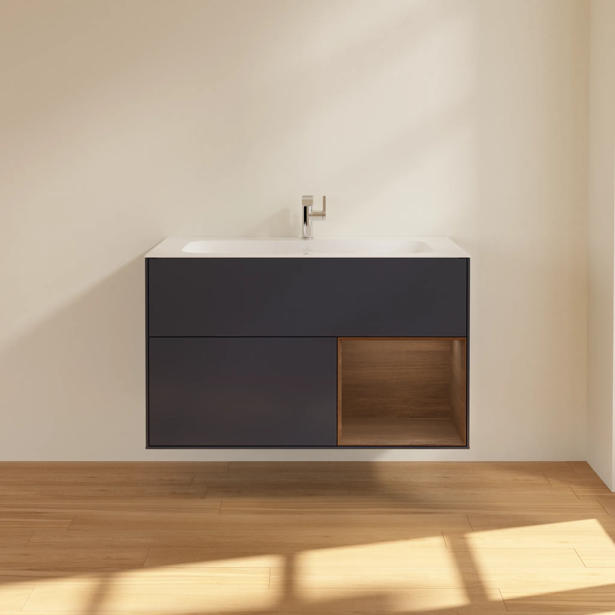 Villeroy & Boch Waschtischunterschrank „Finion“ für Schrankwaschtisch 996 × 591 × 498 mm Midnight Blue Matt Lacquer, für Becken mittig