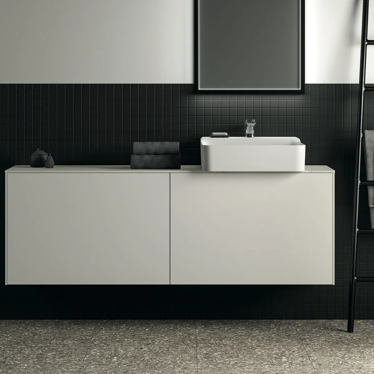 Waschtischplatte Conca, aus Keramik, 1587x373x6mm, Marmor Noir Desir Waschtischplatte Conca, aus Keramik, 1587x373x6mm, Marmor Noir Desir