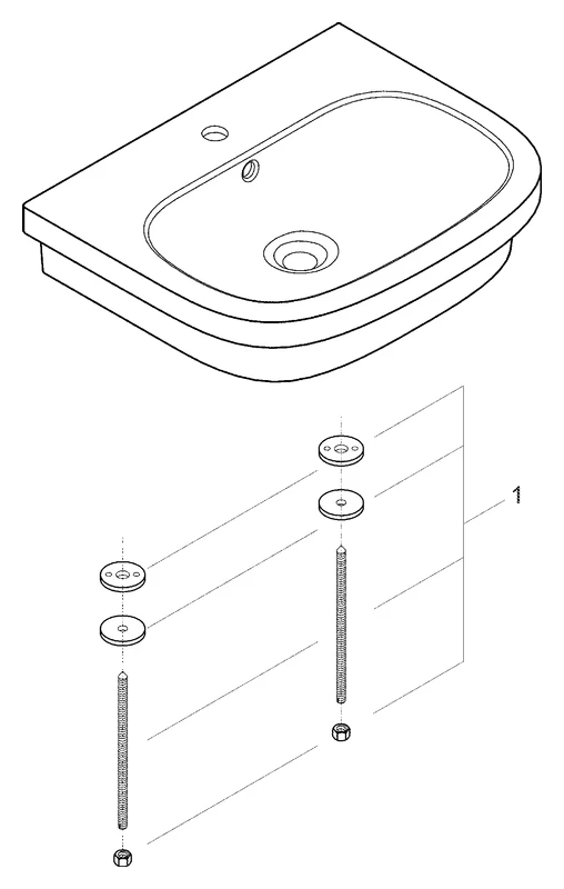 Aufsatzwaschtisch Euro Keramik 39337, 600 x 480 mm, 1 Hahnloch, mit Überlauf, aus Sanitärkeramik, alpinweiß