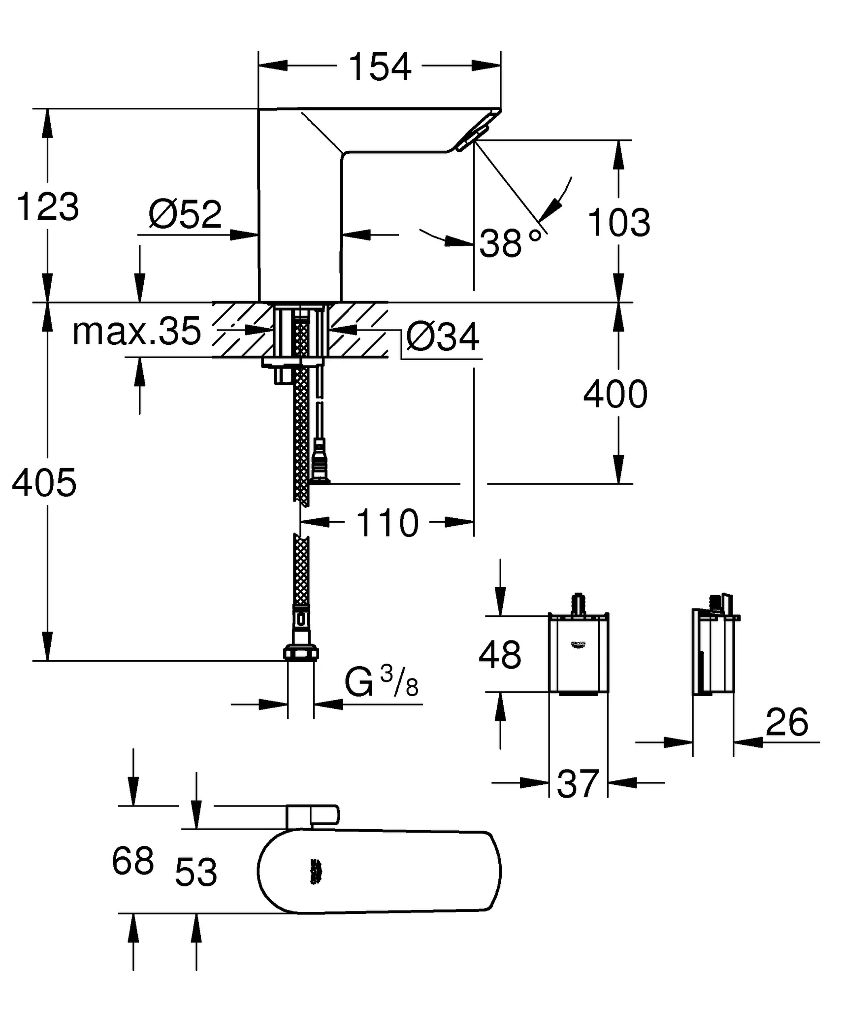 Infrarot-Elektronik für Waschtisch Bau Cosmopolitan E 36451, mit Mischung, 6 V Lithium-Batterie, getrennte innenliegende Wasserwege – kein Kontakt mit Blei oder Nickel, chrom Infrarot-Elektronik für Waschtisch Bau Cosmopolitan E 36451, mit Mischung, 6 V Lithium-Batterie, getrennte innenliegende Wasserwege – kein Kontakt mit Blei oder Nickel, chrom