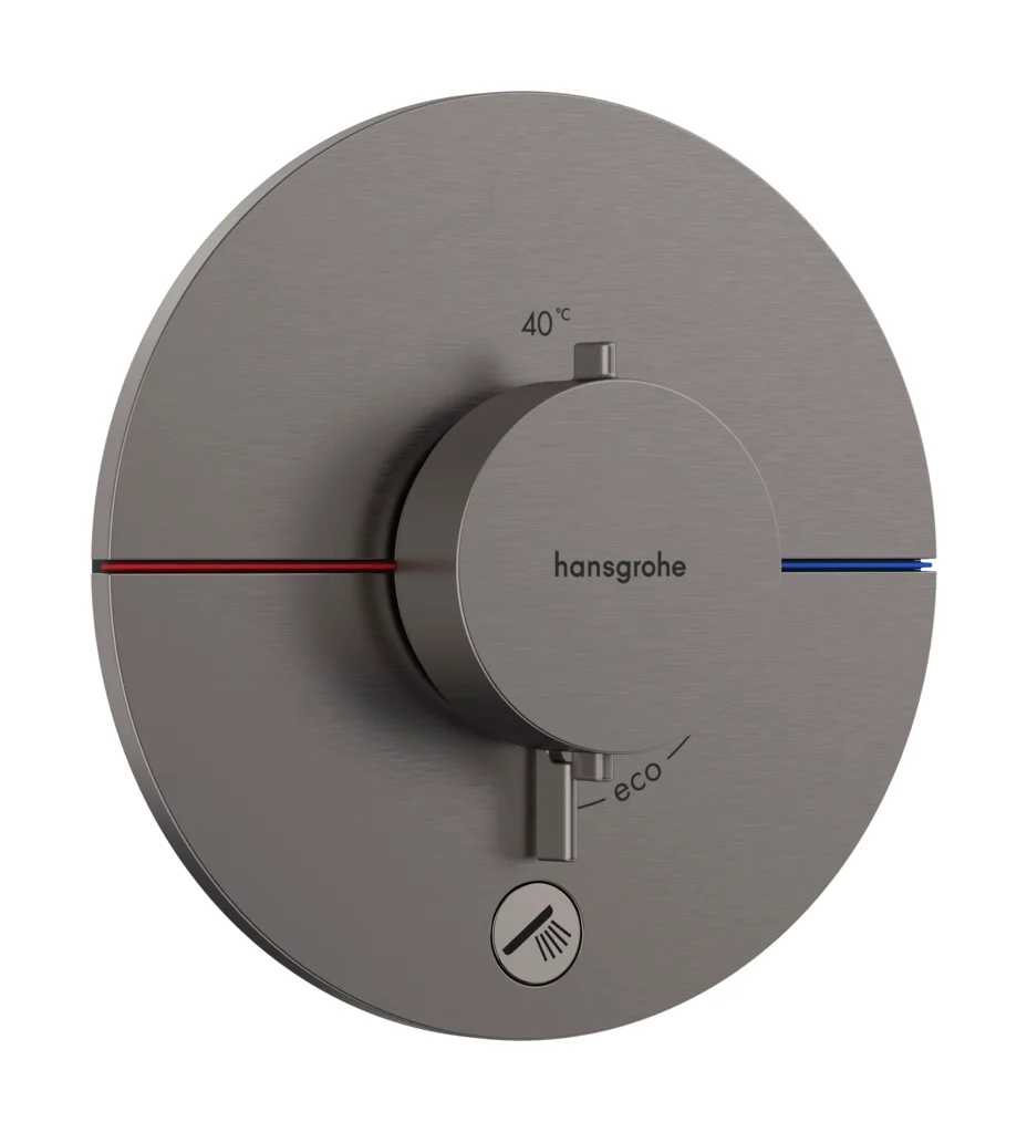 Hansgrohe ShowerSelect Comfort S Thermostat Unterputz, Brushed Black Chrome, 1 Verbraucher + zusätzlicher Abgang, flache Rosette, einfache Installation