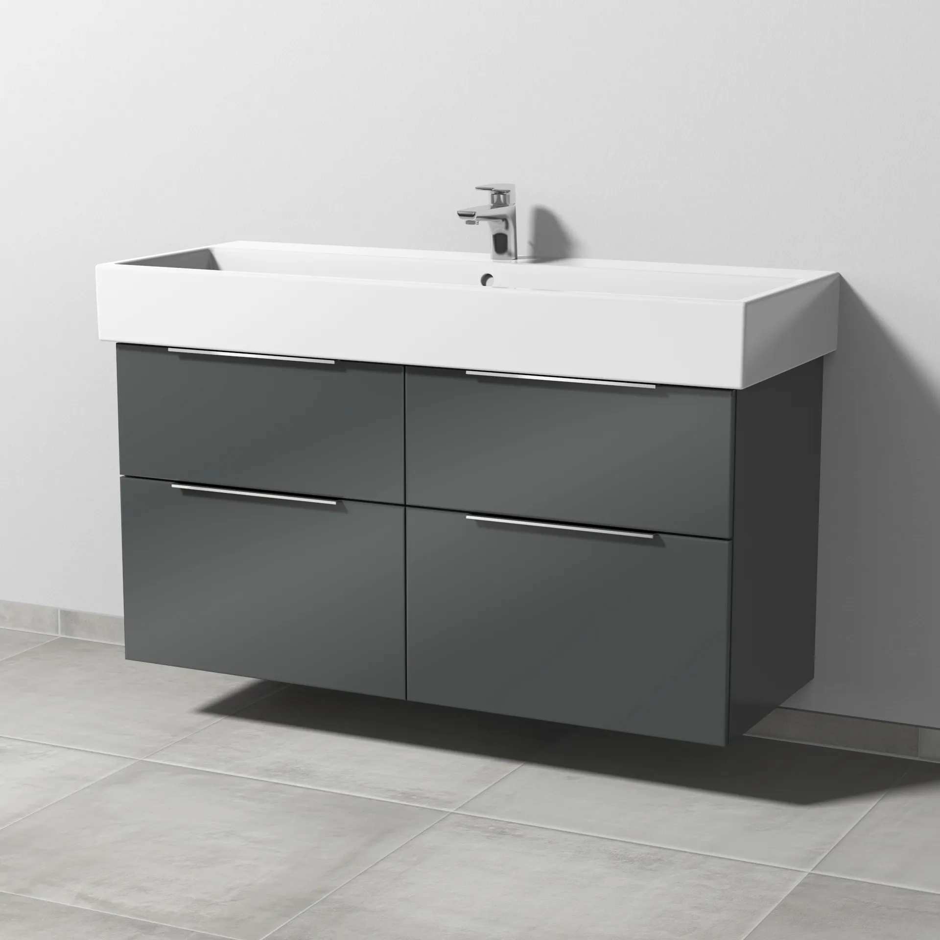 Sanipa Waschtischunterschrank „3way“ passend zu Keramik-Waschtische Vero Air von Duravit 1150 × 591 × 447 mm in Anthrazit (glanz)