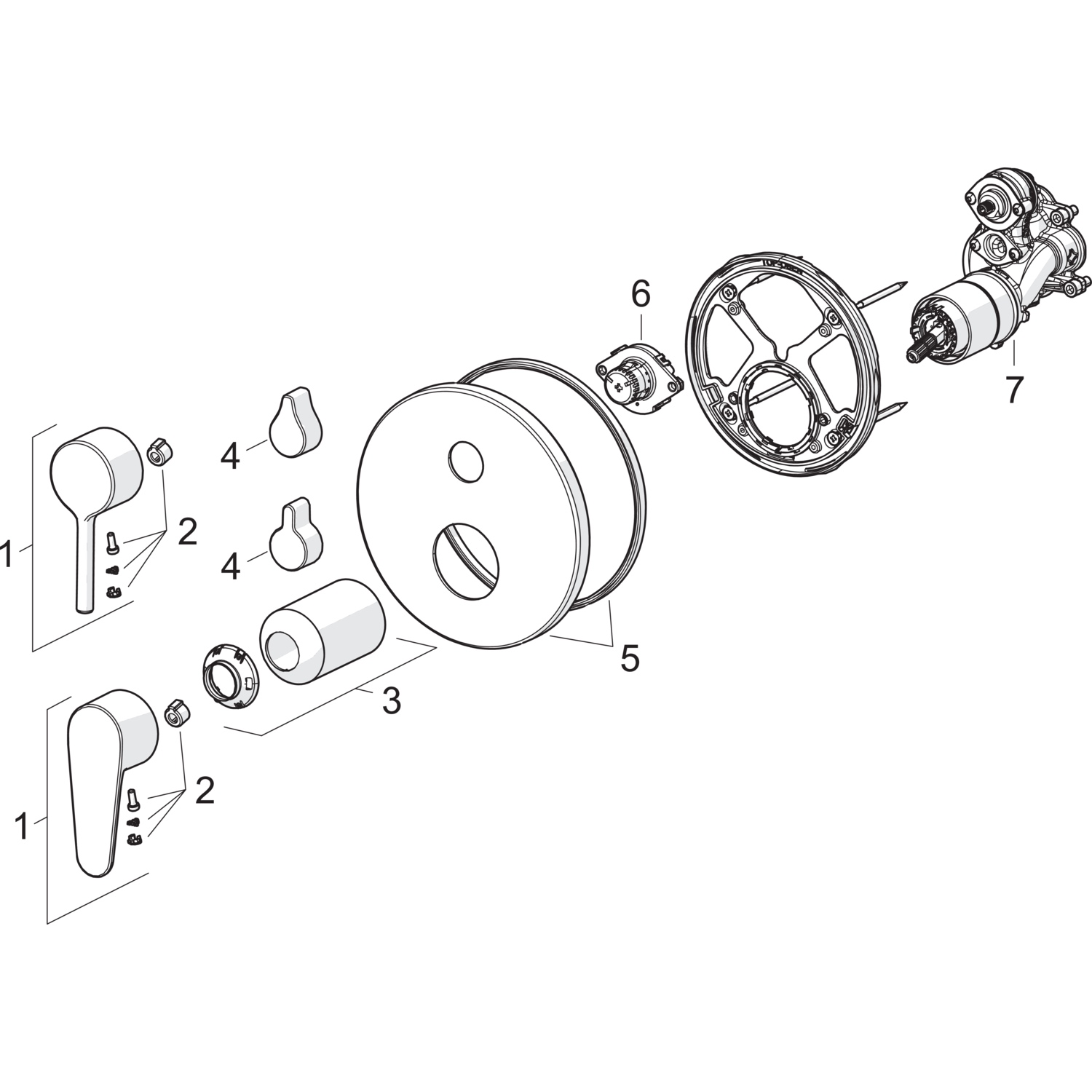 EHM Fertigmontageset für Wanne/Brause VANTIS 8260 Rosette rund mit Sicherungseinrichtung Chrom